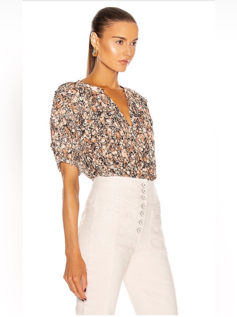 Ulla Johnson - Aiko Puff Sleeve Blouse in Marble size 4
